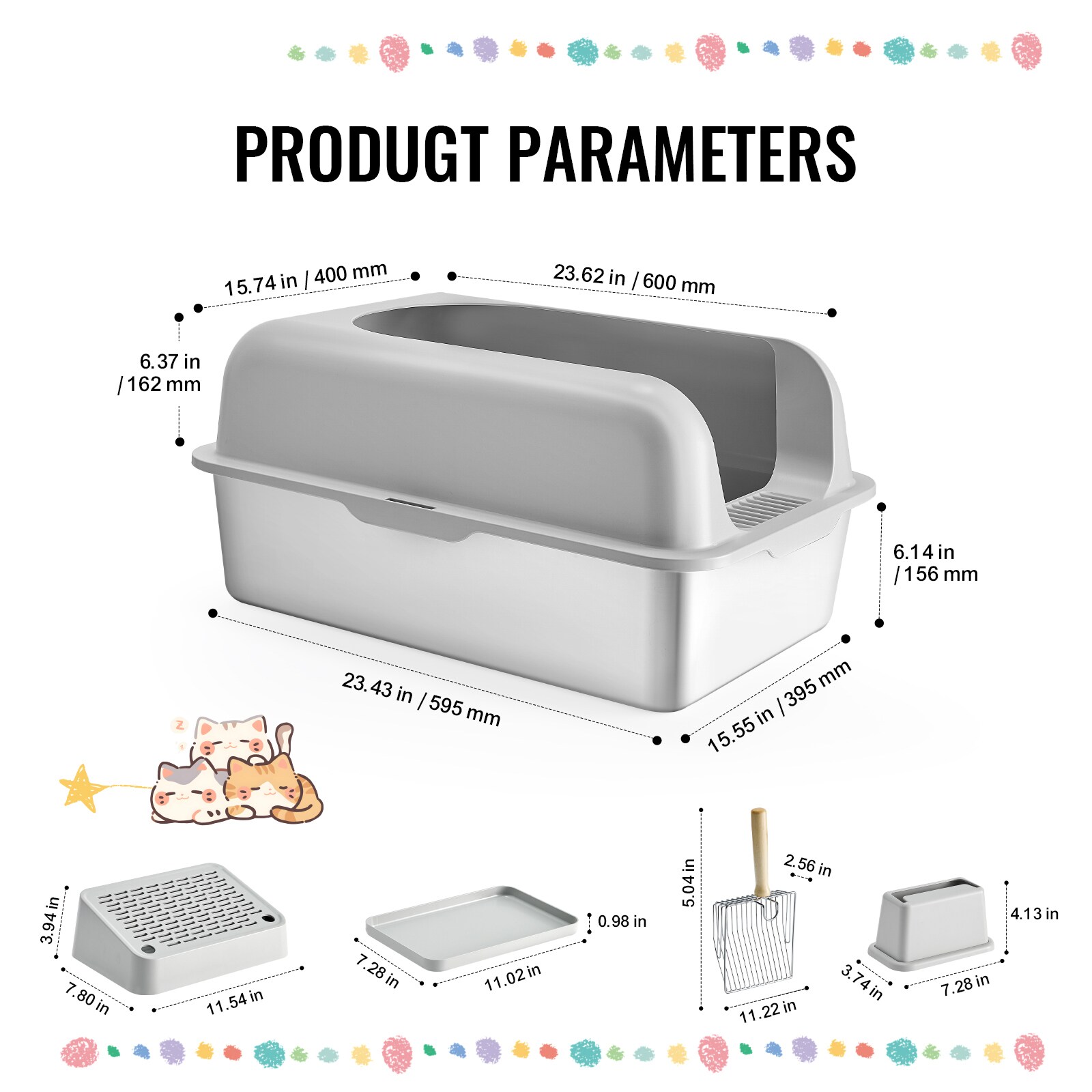 6 In Deep Cat Litter Box Odor-Free Litter Box With Filtering Foot Board_voghion.com